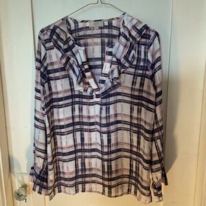 LOFT outlet multicolor Ruffle Blouse size SP